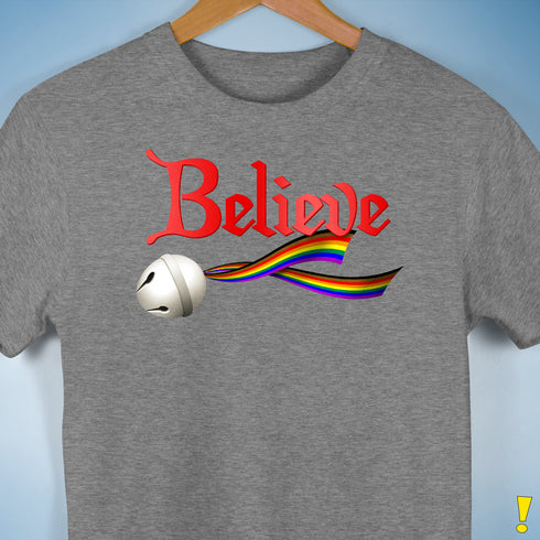 Believe Philly LGBTQ Pride Jingle Bell Premium Unisex T-Shirt - Grey Heather